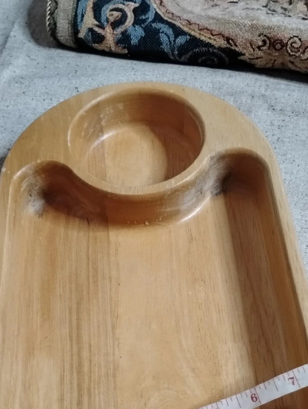 Wood Serving Tray with Integrated Dip Bowl - Natural